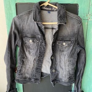 Black American Eagle Denim Jean Jacket